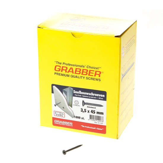Afbeeldingen van Grabber snelbouwschroef 3.5x 45 fijn, gefosfateerd 