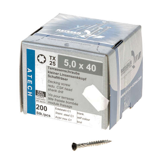 Afbeeldingen van Reisser Potdekselschroef zwart RAL9005 5x40mm tx25