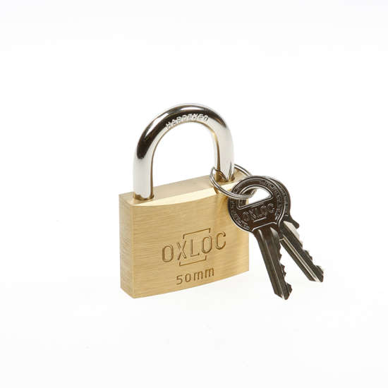 Afbeeldingen van Oxloc Hangslot cilinder messing 50mm gls 5002