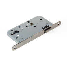 Afbeeldingen van Project loopslot, afgeronde voorplaat roestvaststaal afmeting 235x20x3mm, doornmaat=60mm, schoot is omkeerbaar