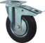 Afbeeldingen van Zwenkwiel, zwart rubber wiel met stalen velg en rollager + rem, 70kg m/rem 100mm