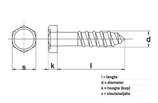 Afbeeldingen van Houtdraadbout gegalvaniseerd 7 x 130mm