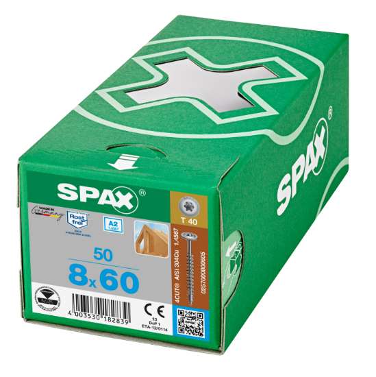 Afbeeldingen van Spax-s tellerkopf t40 rvs-A2 8x60