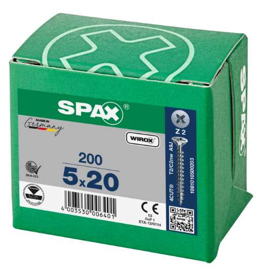 Afbeeldingen van Spax Spaanplaatschroef platverzonken kop verzinkt pozidriv 5.0x20mm (per 200 stuks)