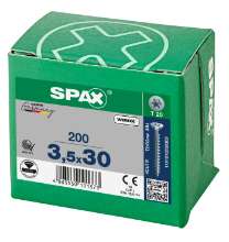 Afbeeldingen van Spax Spaanplaatschroef platverzonken kop verzinkt T-Star T15 3.5x30mm (per 200 stuks)