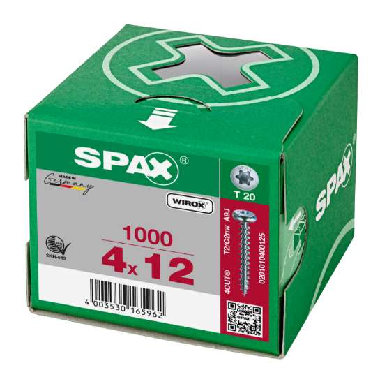 Afbeeldingen van Spax Spaanplaatschroef cilinderkop verzinkt T-Star T20 4.0x12mm (per 1000 stuks)