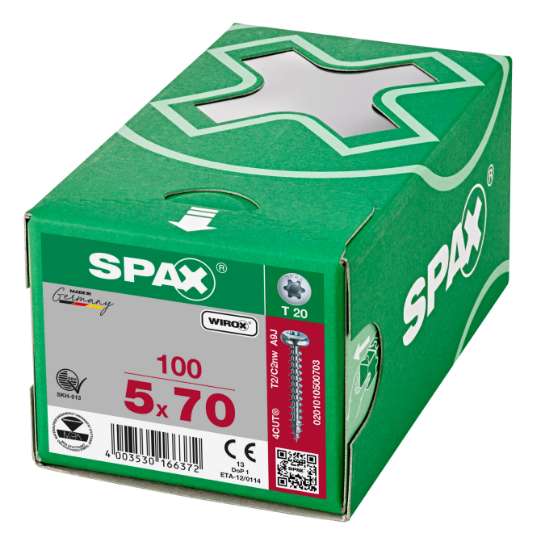 Afbeeldingen van Spax Spaanplaatschroef cilinderkop verzinkt T-Star T20 5.0x70mm (per 100 stuks)