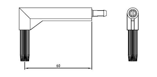 Afbeeldingen van Duco bedieningstang met een bocht van 60mm, lengte stang 750mm, kleur aluminium (zilver/grijs)
