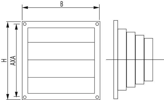 Afbeeldingen van Luchtrooster lamellen zwart 165x165-