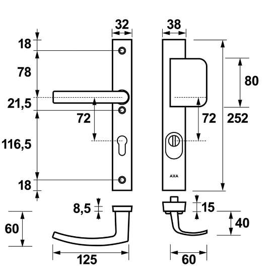 Afbeeldingen van AXA vh gr/kr smalschild F1 6767 pc72 ktb