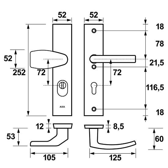 Afbeeldingen van AXA vh gr.drbr/kr schild F1 6667 pc72 ktb