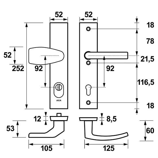 Afbeeldingen van AXA vh gr.drbr/kr schild F1 6667 pc92 ktb