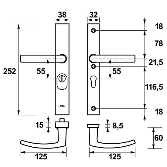 Afbeeldingen van AXA vh kr/kr smalschild F1 6767 pc55 ktb