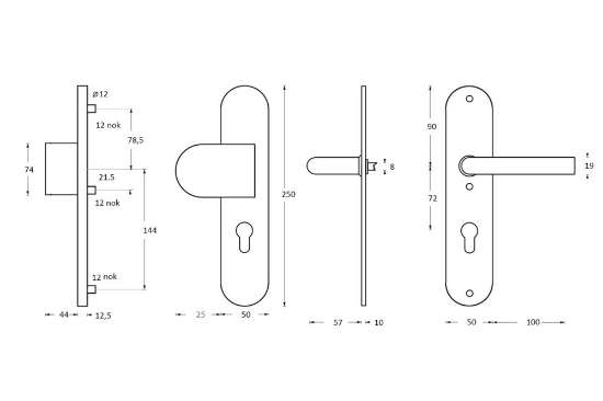 Afbeeldingen van Veiligheidsgarnituur SKG***  greep/kruk pc72 roestvaststaal.