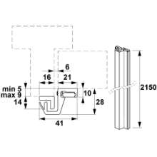 Afbeeldingen van Axa Deurbeveiligingsstrip M3-EX lengte 215cm kozijnhoutdiepte 5-9mm aluminium geanodiseerd F1 SKG* 7603-05-91