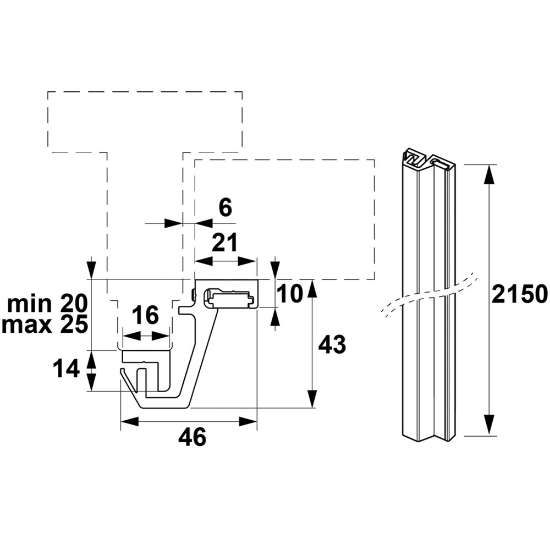 Afbeeldingen van Axa Deurbeveiligingsstrip M3-EX lengte 215cm kozijnhoutdiepte 20-25mm aluminium geanodiseerd F1 SKG* 7603-20-91