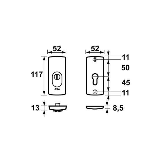 Afbeeldingen van Axa Veiligheid rozet rechth F1 6685-00-11/E