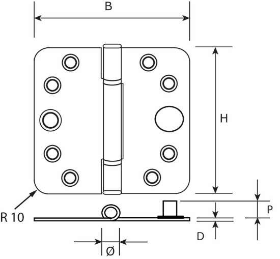 Afbeeldingen van DX glijlagerscharnier rhvh 89x89x3x los