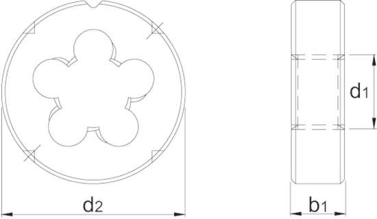 Afbeeldingen van Hss ronde snijplaten M4 x spoed 0.7 x buitendiameter 20 x snijplaatdikte 5mm