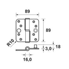 Afbeeldingen van Axa Veiligheidskogelstiftpaumelle topcoat gegalvaniseerd ronde hoeken rechts 89 x 89 x 3mm SKG*** 1203-25-23/V4E