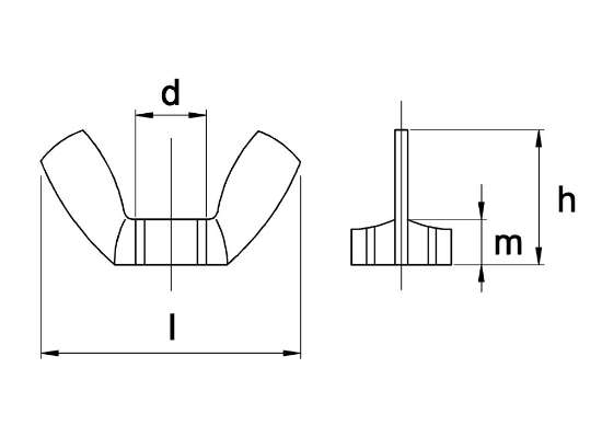 Afbeeldingen van Vleugelmoer Amerikaans model RVS A2 m6