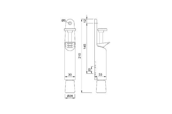 Afbeeldingen van Deurvastzetter RVS met rubber dop en veer 30mm 1032-82