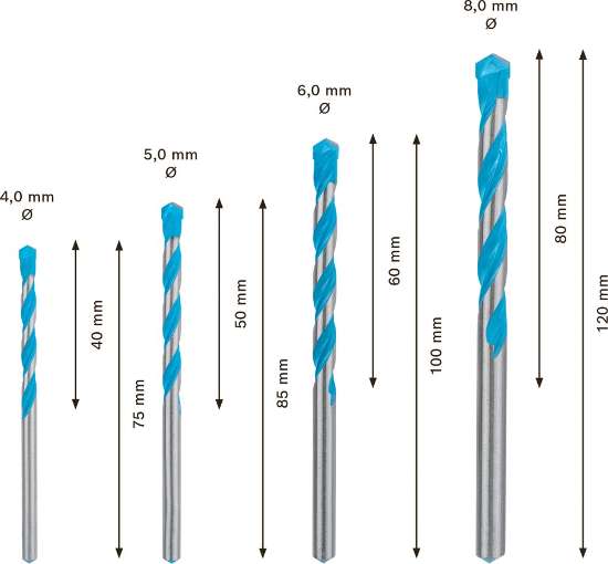 Afbeeldingen van Multiconstruction borencassette 4-delig diameter 4-8mm