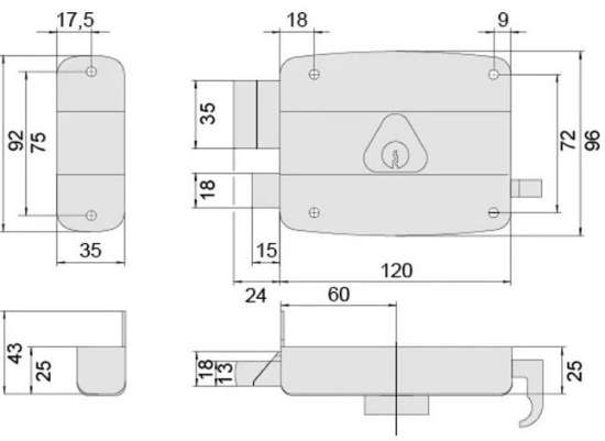 Afbeeldingen van Cisa d/n oplegcil.slot vast Din Rs-2 60mm